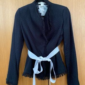 $360 Walter black tweed blazer with white tie
